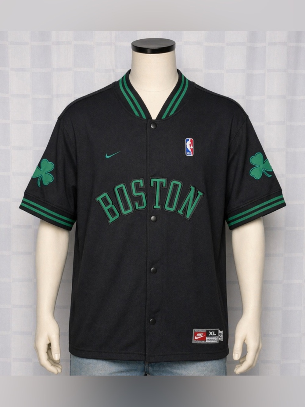 Vintage Nike Black and Green Boston team Jersey RED TAG XL